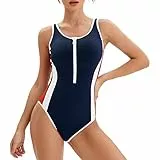 Veranobreeze Damen Sport Badeanzug Racerback Schwarz Sport Bademode(Rot & Dunkelblau, EU42)