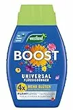 Westland BOOST Flüssigdünger, 1 Liter – innovativer Blumendünger für 4 x mehr Blütenpracht – vielseitiger Universaldünger mit praktischer Dosierhilfe