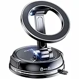 Blukar Handyhalterung Auto für MagSafe Autohalterung, Magnetische Drehbar KFZ Handyhalter mit Saugnapf für iPhone 16/15/14/13/12 Pro Max Plus Mini und andere Phone mit Metallring, 20x N52 Magnet