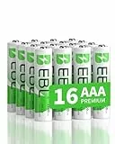 EBL AAA Akku 1100mAh 16 Stück - Typ NI-MH, 1.2V Batterien AAA Wiederaufladbar, Micro AAA Batterien