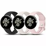 Tobfit 3 Stück Armband für Google Pixel Watch 2/3 41mm, Silikon, Schwarz/Starlight/Rosa, S/L, Wasserfest, Schweißresistent, Hypoallergen, Schnalle, Uhrenarmband, Herren/Damen