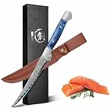 Golden Bird Filetiermesser 14,5 cm Ausbeinmesser aus Damaststahl mit VG10-Kern, professionelles Küchenmesser mit Full-Tang Holzgriff und Schutzscheide für Fleisch, Fisch und Outdoor - Geschenke
