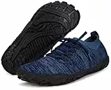 Eagsouni Barfußschuhe Minimalistische Damen Herren Laufschuhe Running Schuhe Leicht Atmungsaktive Turnschuhe Fitnessschuhe Straßenlaufschuhe Breiter Zehenbox,Blau,41 EU