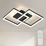 ANTENLICHT LED Deckenlamape Wohnzimmer Modern Geometrisch, 40W Wohnzimmerlampe mit Fernbedienung Stufenlos Dimmbar 3000-6500K, Deckenleuchte aus Metall für Wohnzimmer Schlafzimmer, Schwarz