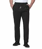 SIHOHAN Jogginghose Herren Baumwolle Sporthose - Männer Lang Trainingshose Atmungsaktiv Sweatpants Loose Fit Freizeithose mit Gummizug Reißverschlusstaschen(Schwarz,L)