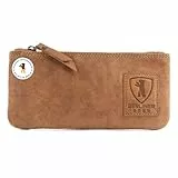 Berliner Bags Vintage Federmäppchen Etui aus Leder mit YKK-Reißverschluss, Robuste Federmappe für Stifte und Zubehör - Braun