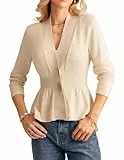 GRACE KARIN Damen Casual V-Ausschnitt Strickjacke mit Knöpfe Langärmellig Strickpullover Aprikose L