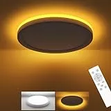 zemty 22cm LED Deckenleuchte dimmbar, 15W 1500 Lumen Deckenlampe mit Fernbedienung, flache runde Deckenleuchte mit Nachtlichtfunktion für Schlafzimmer, Badezimmer, Kinderzimmer (weiß, 1 Stück)