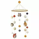 SWZEC Kidsapo Gry & SIF Handmade Mobile Baby with Felt Balls and Animals, ‎Waldtiere (Weiß)