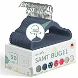 Laleni Kinderkleiderbügel 30 Stück + Samtbezug - platzsparende Kleiderbügel Kinder - 360° drehbare Kinder Kleiderbügel - rutschfeste Kleiderbügel Kinder samt - Baby Kleiderbügel/Babybügel Dunkeblau