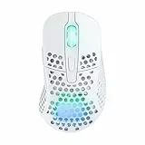 Xtrfy M4 Kabellose ultraleichte Gaming-Maus, RGB, verstellbare Form, 2,4 GHz, verzögerungsfrei, kabellos, 75 Stunden Akkulaufzeit, Weiß, M4W-RGB-White