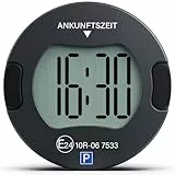 Parkturon Elektronische Parkscheibe PT01 mit Zulassung, Automatische Parkscheibe elektrisch für Autos, Digitale Parkuhr mit 2 Displays & Nachtparkmodus (Schwarz)