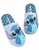Disney Lilo And Stitch Hausschuhe für Damen | Damen Slip On Blue Stitch Charakter Kidult Merchandise House Loafers Geschenk für Sie
