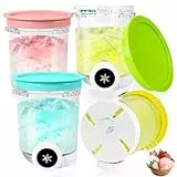 4 Stück Creami Behälter für Ninja Swirl by CREAMi Softeis- & Eismaschine NC701EU NC701, 480ML Creamy Tubs Zubehör für Ninja ice Cream Maker mit farbigen Deckeln- Spülmaschinenfest