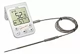TFA Dostmann Küchen-Chef Digitales Grill-Bratenthermometer mit Hintergrundbeleuchtung, Kunststoff, weiß, L85 x B30 x H225 mm