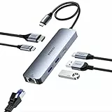BENFEI 6in1 USB C Hub mit HDMI 4k@60HZ/PD 100W/ Gigabit Ethernet/ 1*USB C+2*USB A Datenports 5Gbps, USB Dock USB Adapter Multiportadapter für MacBook Pro/Air iPad iMac iPhone 15 Pro/Pro Max