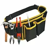 Dulynva Werkzeuggürtel Kinder Verstellbare Werkzeugtasche Gürtel Oxford Werkzeug Gürteltasche mit 14 Taschen Werkzeuggürtel Herren Damen Nageltasche für Handwerker Bauarbeiter (Schwarz)