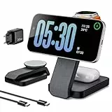 Eazpower Magsafe Ladestation für Apple Watch und iPhone 3 In 1 Faltbare, Schnellladen Magsafe Ladegerät Reise-Ladestation mit Nachtlicht für iPhone 17~12, Apple Watch 11~2, AirPods - Schwarz