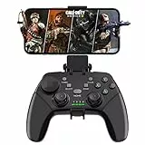 Megadream Wireless Mobile Gaming Controller Gamepad for iPhone/Android/iPad/PC/Switch/PS4/PC Joystick with Phone Holder, Supported Cloud Game, Streaming on PS5/Xbox, Turbo, COD (Schwarz)
