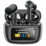 Kopfhörer Kabellos Bluetooth 5.4, In Ear Kopfhörer Bluetooth mit Touchscreen & 5 EQ Modi, Bluetooth Kopfhörer ANC/ENC Noise Cancelling, 8H Spielzeit, IPX7 Wasserdicht Sport & Gaming Kopfhörer-Schwarz