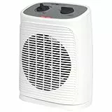 Clatronic® Heizlüfter inkl. Ventilatorfunktion | elektrische Heizung mit stufenlosem regelbarem Thermostat und 2 Heizstufen | Heizstrahler oszillierend | Heizgerät für Bad, Küche, Garage | HL 3800