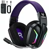 WESEARY WG1 Bluetooth Headset, 2,4G Wireless Gaming Headset mit Mikrofon für PS5, PS4, PC, Switch, Mac, Faltbarer Surround Sound Noise Cancelling Kopfhörer mit LED Licht, Über 50 Stunden Akkulaufzeit