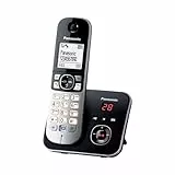Panasonic KX-TG6821GB DECT Schnurlostelefon mit Anrufbeantworter (strahlungsarm, Eco-Modus, GAP Telefon, Festnetz, Anrufsperre) schwarz