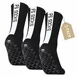 Gohanny Fußballsocken 3 Paar Rutschfeste Fußballsocken Sportsocken Herren 43-46 39-42 Grip Socken Fussball Anti Rutsch Pantoffelsocken für Basketball Yoga Wandern Laufen (Schwarz)