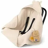 Babysitzumschlag, Musselin 90x90 cm - Winterschlafsack für Kinderwagen, Neugeborene und Kleinkinder, Farbe hellbeige