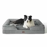 BEDSURE orthopädisches Hundebett Ergonomisches Hundesofa - 89x63 cm Hundecouch mit eierförmiger Kistenschaum für mittlere Hunde, waschbar rutschfest Hundebetten, grau