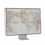 kwmobile Leinen Hülle kompatibel mit 27-28' Monitor - Schutzhülle Staubschutz Abdeckhaube für PC Bildschirm - Computer Screen Cover Staubhaube Haube - Travel Schriftzug