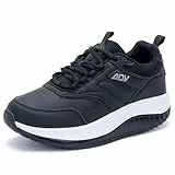 GOOBON Walkingschuhe Damen Arch Support Plantarfasziitis Orthopädische Schuhe Komfortabel Weit Sportschuhe mit Luftpolster für Plattfüße Lindert Fußkater Schwarz 42