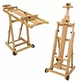 Paintersisters Atelier-Staffelei 131, teilweise vormontiert – schneller Aufbau, waagerecht und senkrecht malen, Keilrahmen bis 195 cm, Studio-Staffelei aus massivem Buchenholz FSC®, Holzstaffelei