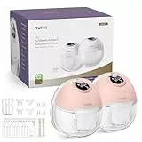Nuliie Milchpumpe Elektrisch tragbare S32, Elektrische milchpumpe freihändig 4 Modi 9 Stufen mit 18/21/24 mm komfortabler Flansch, Privat, mit Ersatzzubehör im Lieferumfang (2Packs, Rosa)