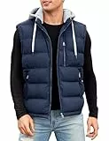 CMTOP Weste Herren mit Kapuze Wasserabweisend Steppweste Warme Herren-Westen, Leicht Ärmellose Jacke Winddichte Winterweste Reißverschluss Bodywarmer Vest Gilet mit Taschen(Marineblau,M)