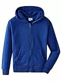 Spring&Gege Jungen Fleece Hoodie Zip Kapuzenpullover Basic Einfarbig Baumwoll Pullover mit Kapuze für Kinder, Königsblau, 3-4 Jahre