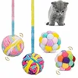 QIODAZOO Katzen Spielzeug, 4 Stck Katzenspielzeug Bälle mit Glöckchen Plüschball Katzenspielzeug Interaktiv Spielzeug für Kätzchen (5CM, Farbe)