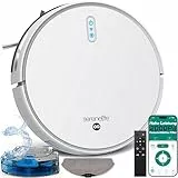 SereneLife Saugroboter mit Wischfunktion, Staubsauger Roboter, 2000pa Saugroboter mit APP Steuerung, Vacum Robot mit 4 Reinigungsmodi, Absturzsensoren & Ladestation, für Tierhaare, Weiche/Harte Böden