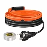 Heizkabel mit Thermostat, BDDFOTO 25 W/m Selbstregulierendes Heizband Frostschutz, Heizdraht IP65 Wasserdicht Zum Schutz von Wasserleitungen, Dachrinnen und Weidetränken, 1 m