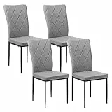 WOLTU Esszimmerstühle 4er Set, für Esszimmer Küche Wohnzimmer Büro, Küchenstühle Samt mit hoher Rückenlehne, Metallbeinen, bis 150 kg belastbar, Dunkelgrau