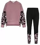 GRACE KARIN Zurück zur Schule Outfits für Mädchen Pullover Kurzes Sweatshirt Sweatpants 2-teilig Tracksuit Kleidung Set Dunkelrosa Leopard 7-8 Jahre