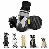 Eyein Hundeschuhe Pfotenschutz Winter, 2 Stück wasserdicht Hundeschuhe mit warmem Fleece und hohem Design, rutschfeste Hunde Schuhe Outdoor mit reflektierendem Klettverschluss, Größe 1