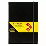 Idena 209281 - Notizbuch DIN A5, kariert, Papier cremefarben, 192 Seiten, 80 g/m², Hardcover in Schwarz