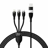 Baseus 3in1 USB Kabel Flash Series 2, USB-C + Micro USB + Lightning, 100W, 1,2m (Schwarz)