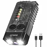 BORUIT V10 Mini Taschenlampe LED, Schlüsselanhänger mit 80dB Summer Alarm, 365nm UV Licht, magnetische mit IPX4 wasserdicht (Schwarz)