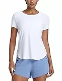 CRZ YOGA Damen Cloudweight Kurzarm Shirts Seitlicher Schlitz Workout Tops Athletic Gym Leicht Crewneck T-Shirts Weiss 38
