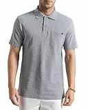 Poloshirt Herren Kurzarm 100% Baumwolle Polohemd mit Brusttasche Golf Polo Shirt T Shirt Männer Sommer Regular Fit S-3XL, Grau L