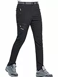 DAFENP Herren Wanderhose Outdoorhose Wasserdicht Softshellhose Sommer Atmungsaktiv Schnell Trockend Leicht Trekkinghose KZ1603M-Black-L