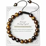 XIANNVXI Tigerauge Perlenarmband Damen Armband Braun Perlen 8mm Tigerauge Armband Echte Steine Edelstein Armbänder Verstellbares Seil Heilsteine Spirituelle Geschenke für Frauen