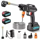 Dibaful Akku Hochdruckreiniger 100 Bar 270 L/H | Tragbarer Pistole mit 2 x 3000mAh Akku | Waschpistole Mobiler 6-in-1 Verstellbare Düse und 5M Schlauch für Auto Boden